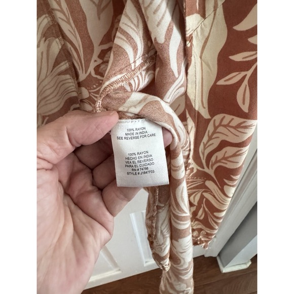 Patrons Of Peace Kimono M Floral Boho‎ Clay Open Front Duster Cover Up - Picture 5 of 8